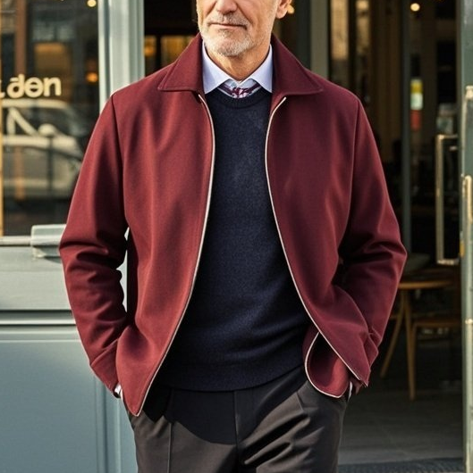 Veste à revers bordeaux décontractée et tendance pour homme