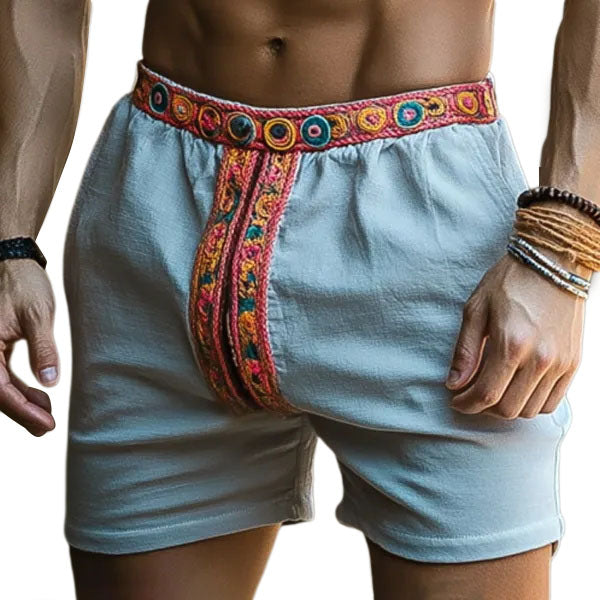 Men's Ethnic Holiday Linen Shorts