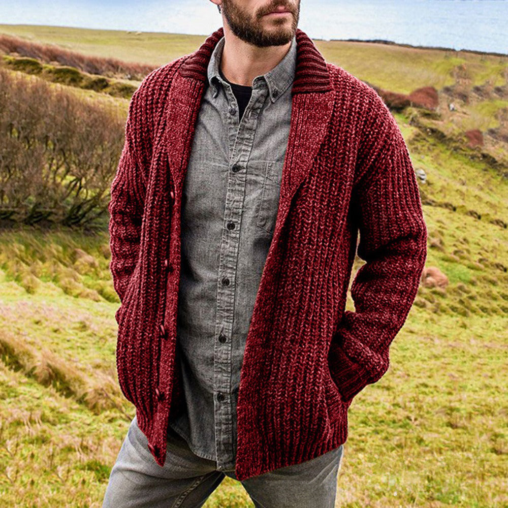 Men's fashionable casual solid-color sweater