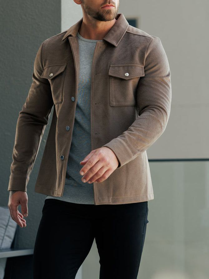 Suede Feel Button Up Jacket