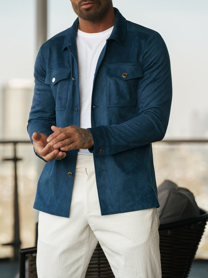Suede Feel Button Up Jacket