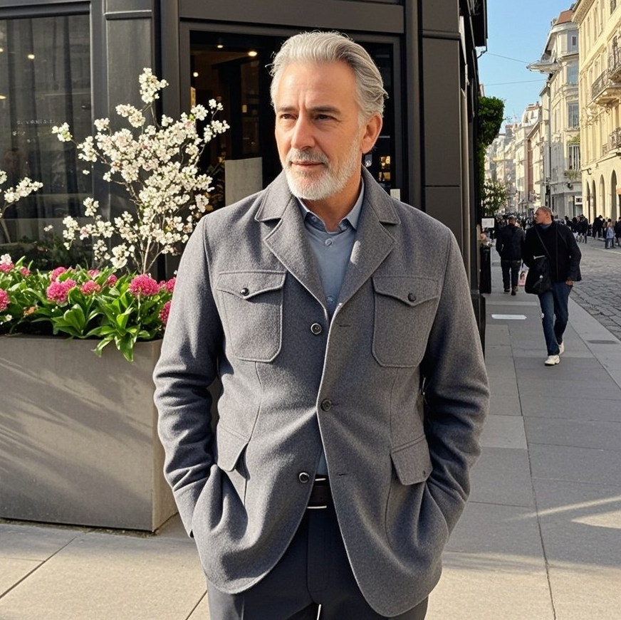 Veste grise décontractée à la mode pour homme