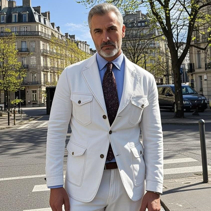 Veste en jean blanche tendance et décontractée pour homme
