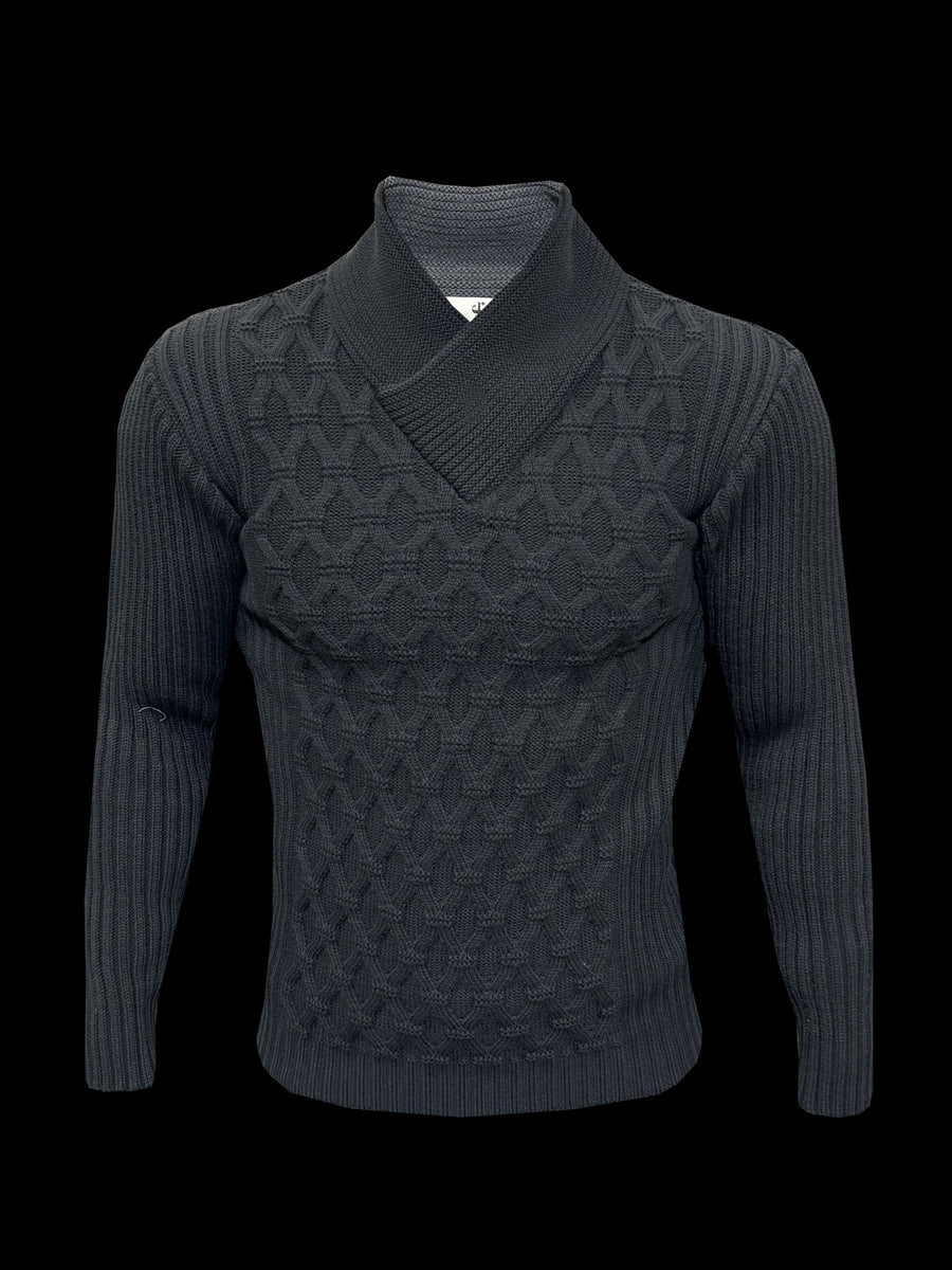 Pull en maille torsadée épaisse, naturel, avec des taches de couleur