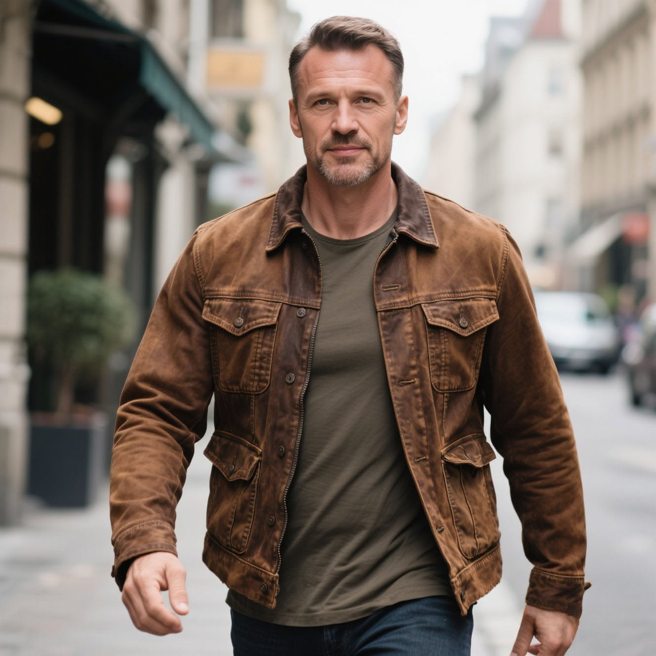Veste marron à manches longues pour homme, tendance et décontractée