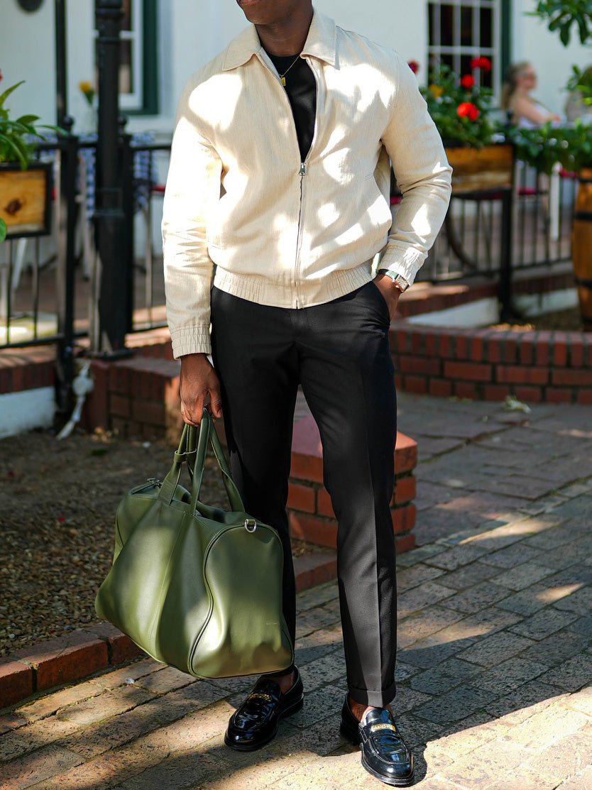 Veste zippée beige décontractée à la mode pour homme