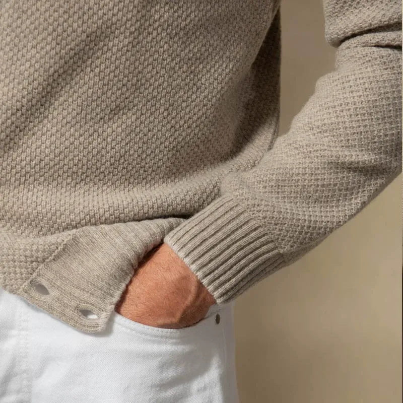Modischer lässiger einfarbiger Knopfpullover für Herren