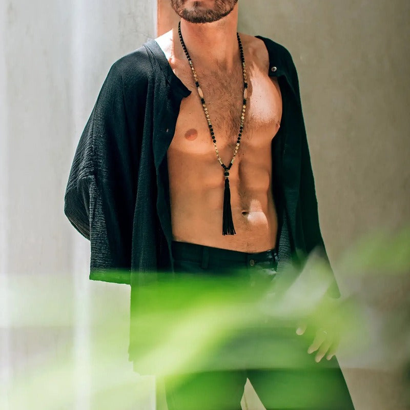 Men's vacation fashion button-down shirt top