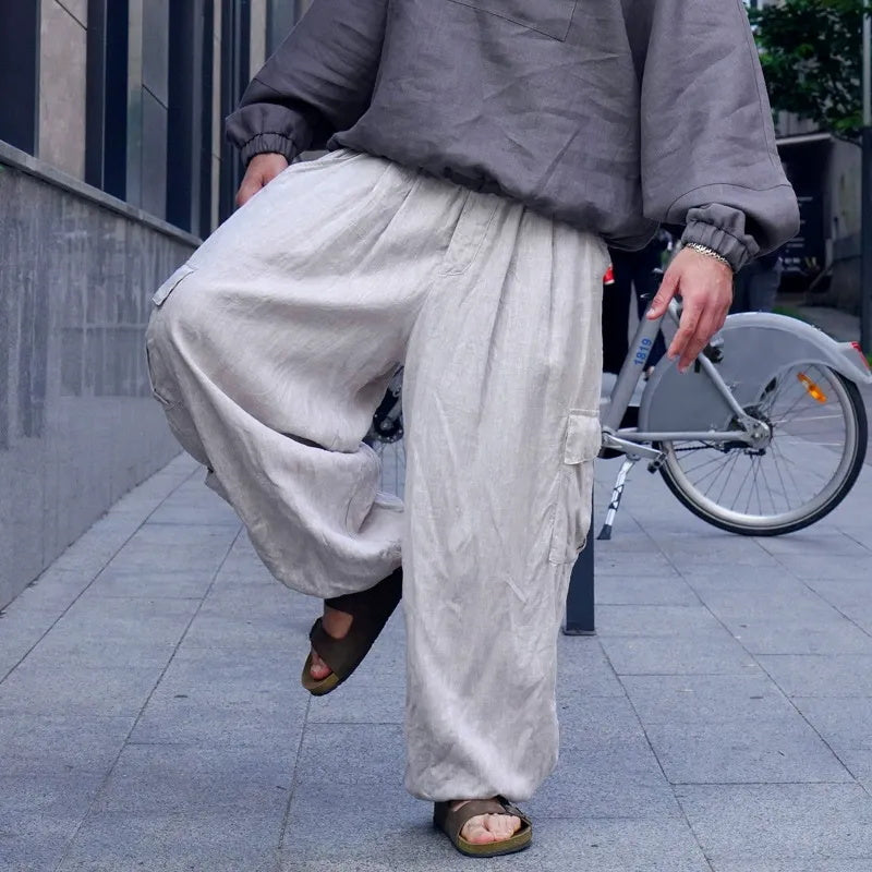 Men's casual pants: Loose straight-leg pants