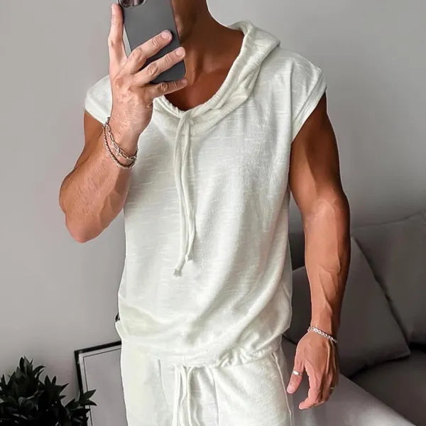Fitness-Tanktop mit Kapuze und Ärmeln 