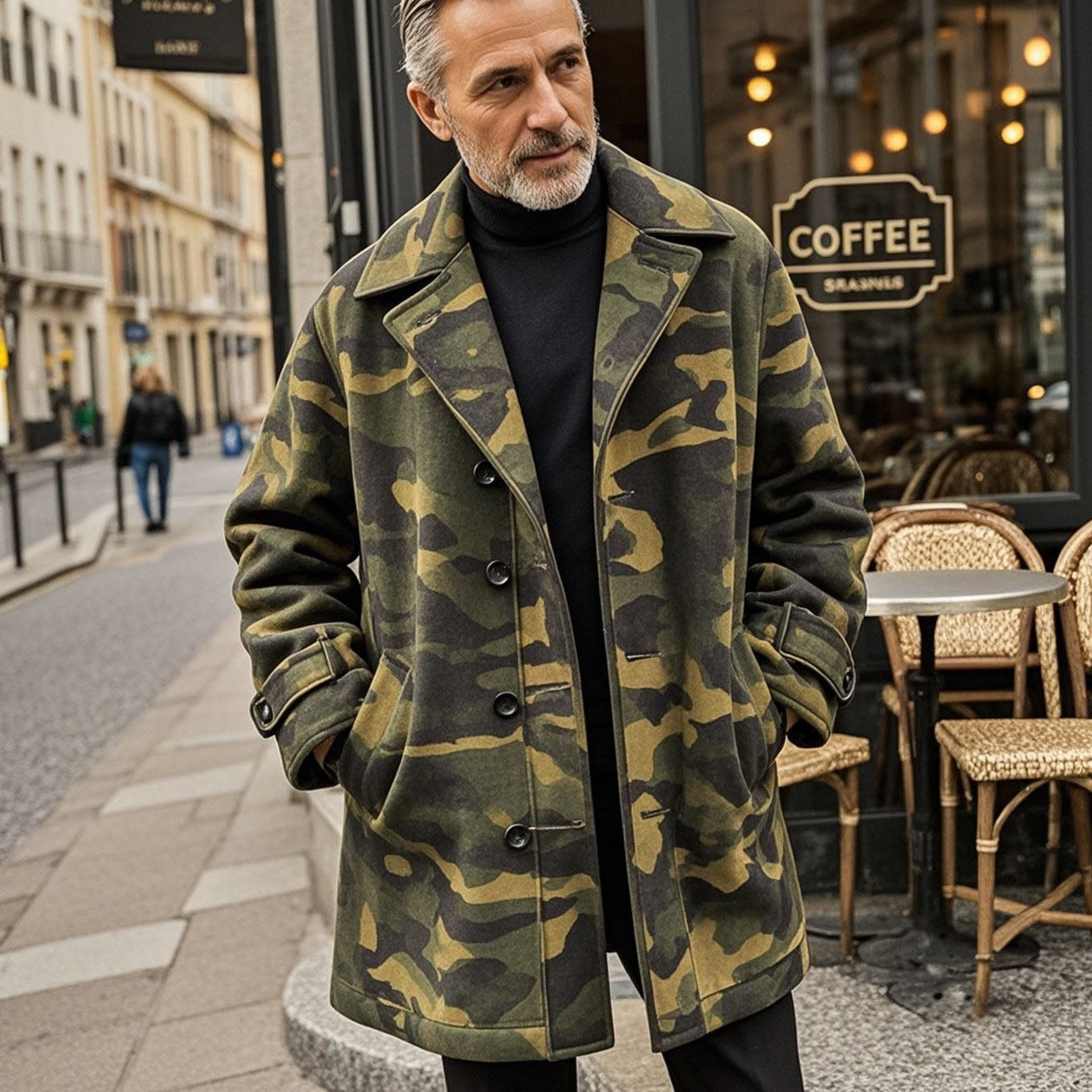 Men's fashionable casual camouflage lapel coat