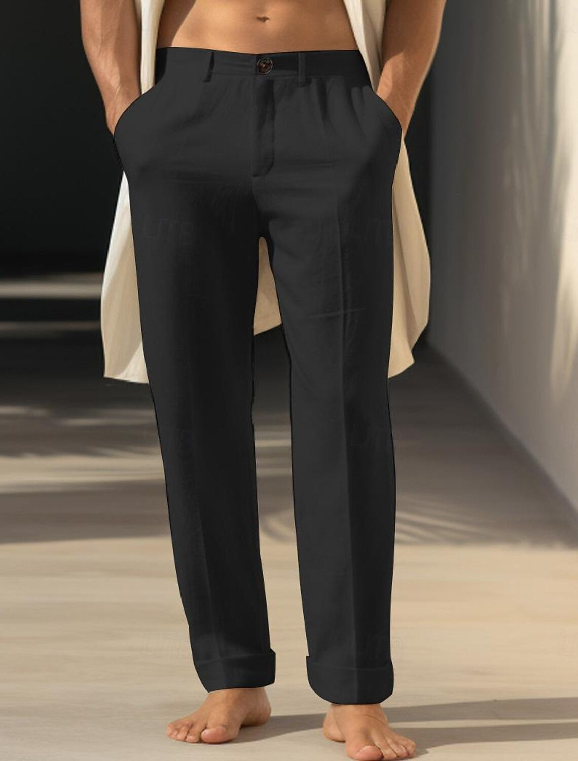Pantalon en lin pour homme, tendance et décontracté