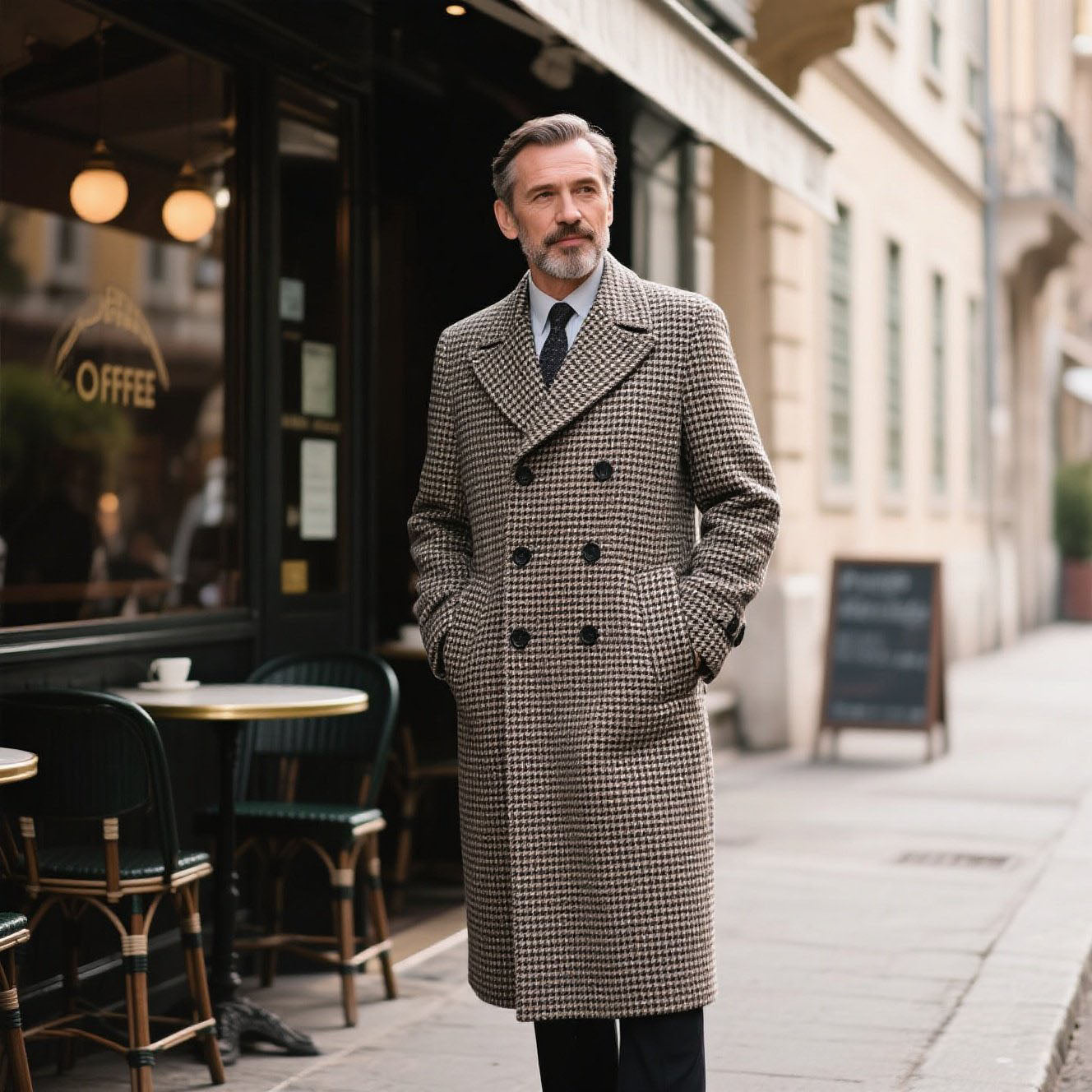 Modischer und lässiger langer Herren-Trenchcoat in Khaki