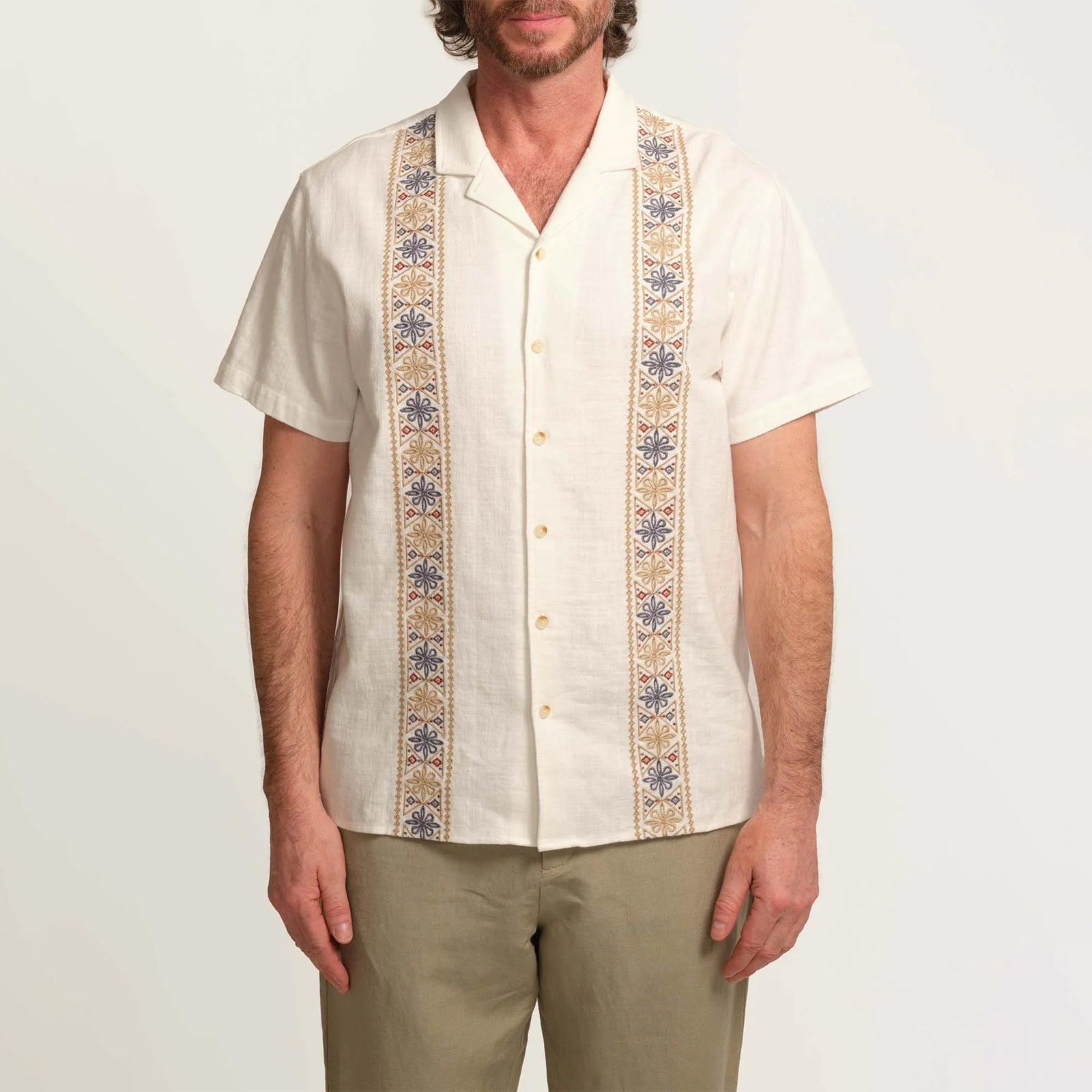 Men's fashionable casual short-sleeved shirt with floral prints