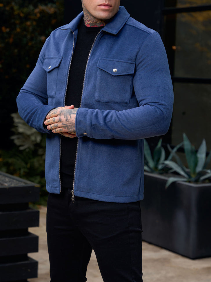 Suede Feel Button Up Jacket