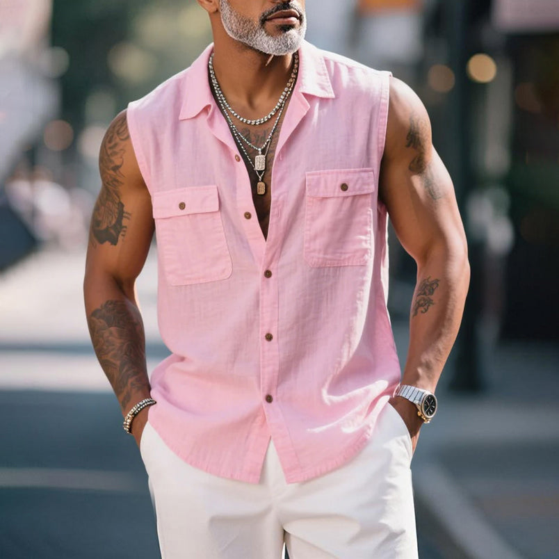 Men's fashionable and casual pink shirt