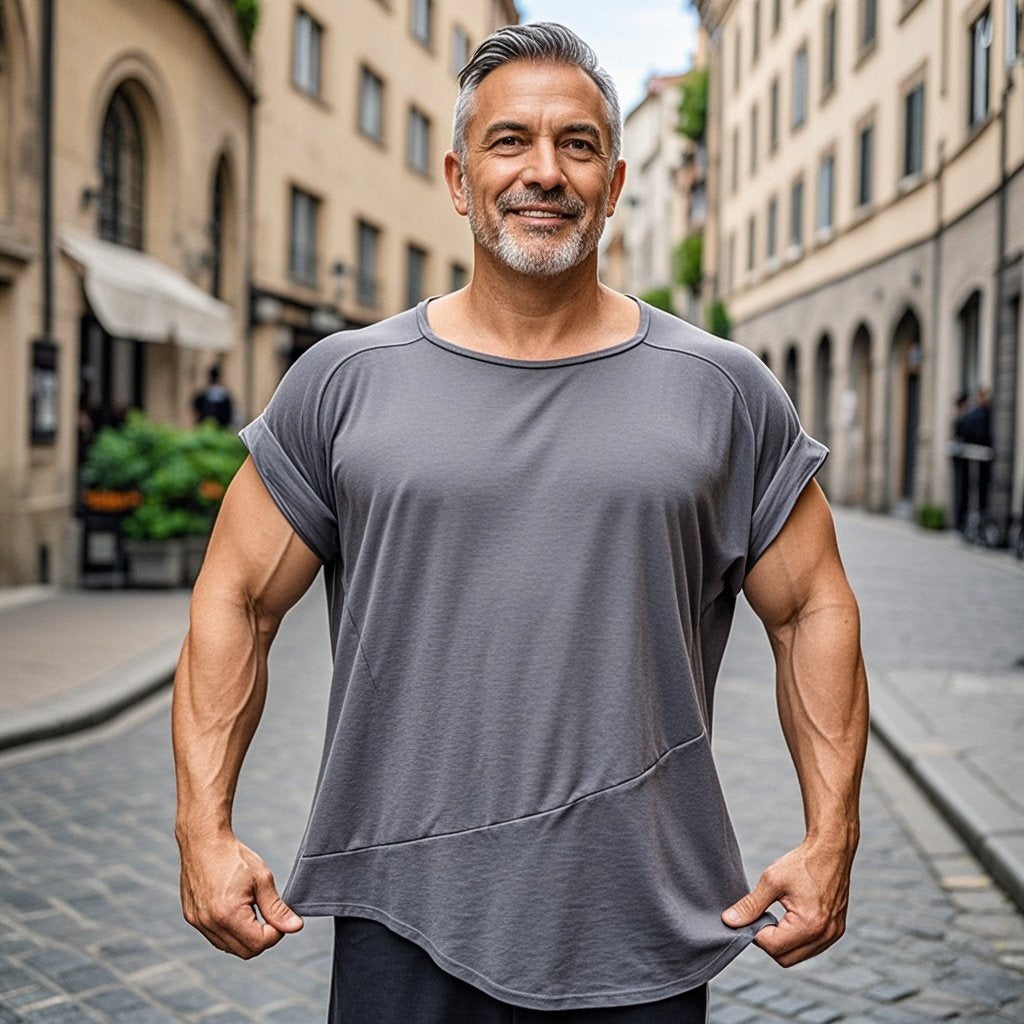 Men's fashionable casual irregular short-sleeved T-shirt