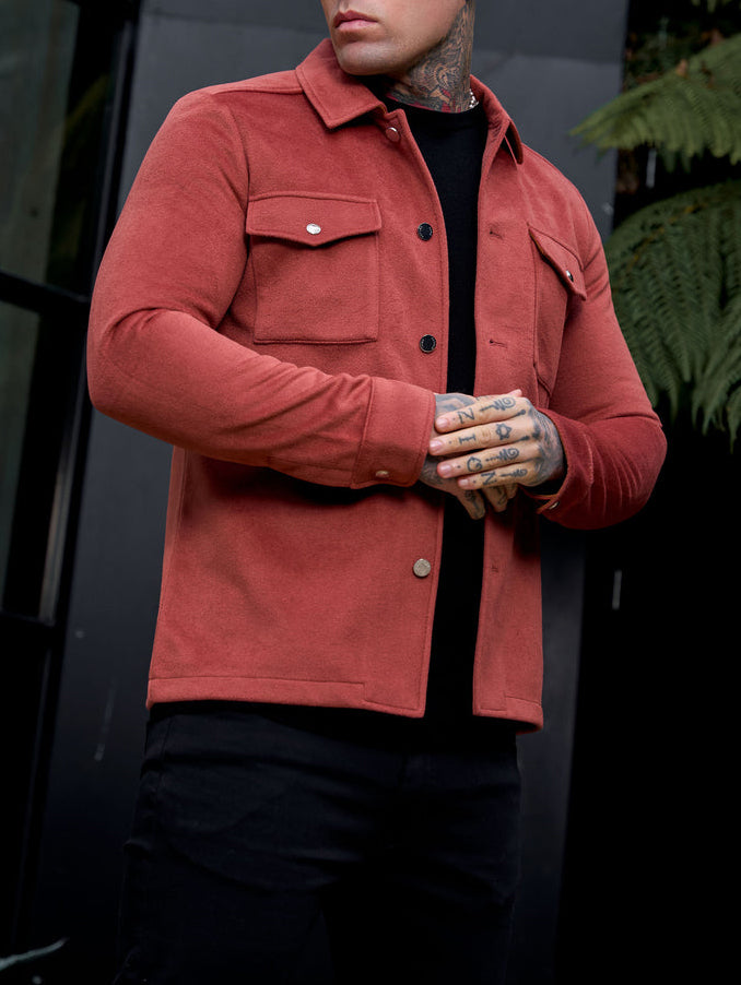 Suede Feel Button Up Jacket