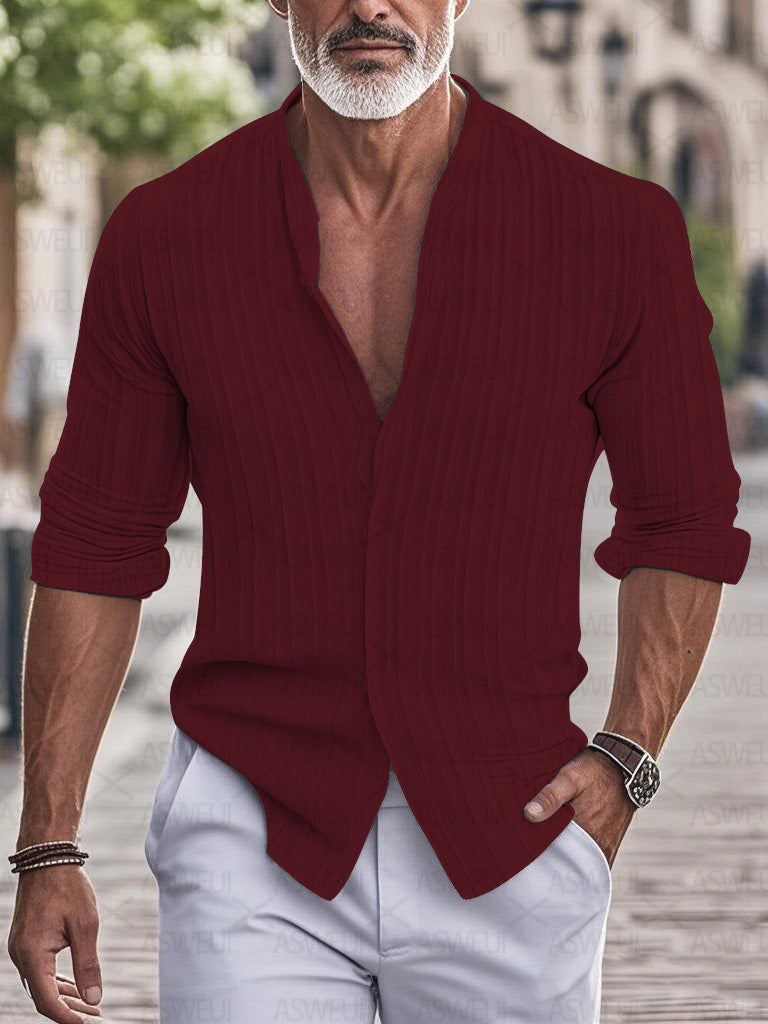 Men's fashion printed cotton and linen shirt