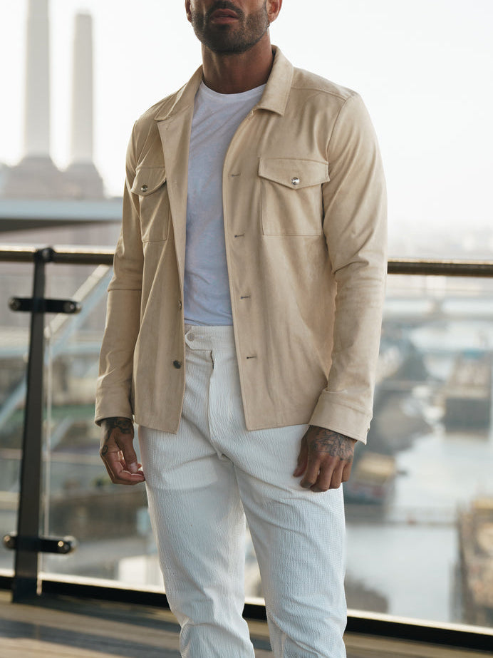 Suede Feel Button Up Jacket