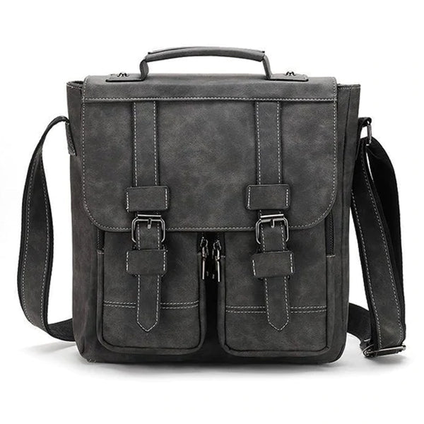 VINTAGE FASHION LEATHER MULTI-POCKET FLAP BAG
