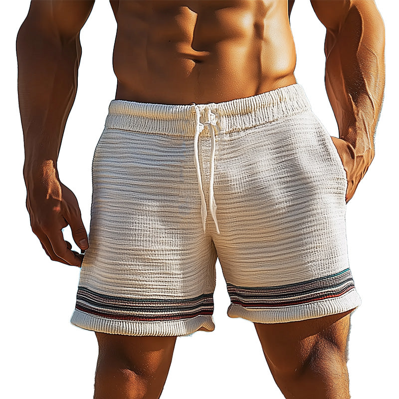 Men's Simple Woolen Striped Beach Shorts
