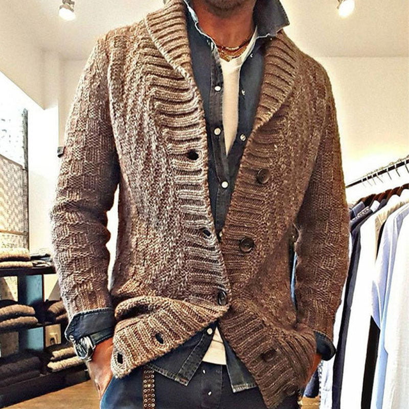 VESTE CARDIGAN EN MAILLE À REVERS VINTAGE POUR HOMME 