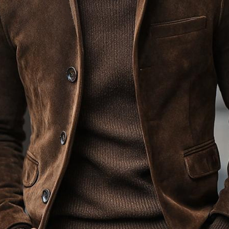 Men's Vintage Stand Collar Suede Slim Short Blazer