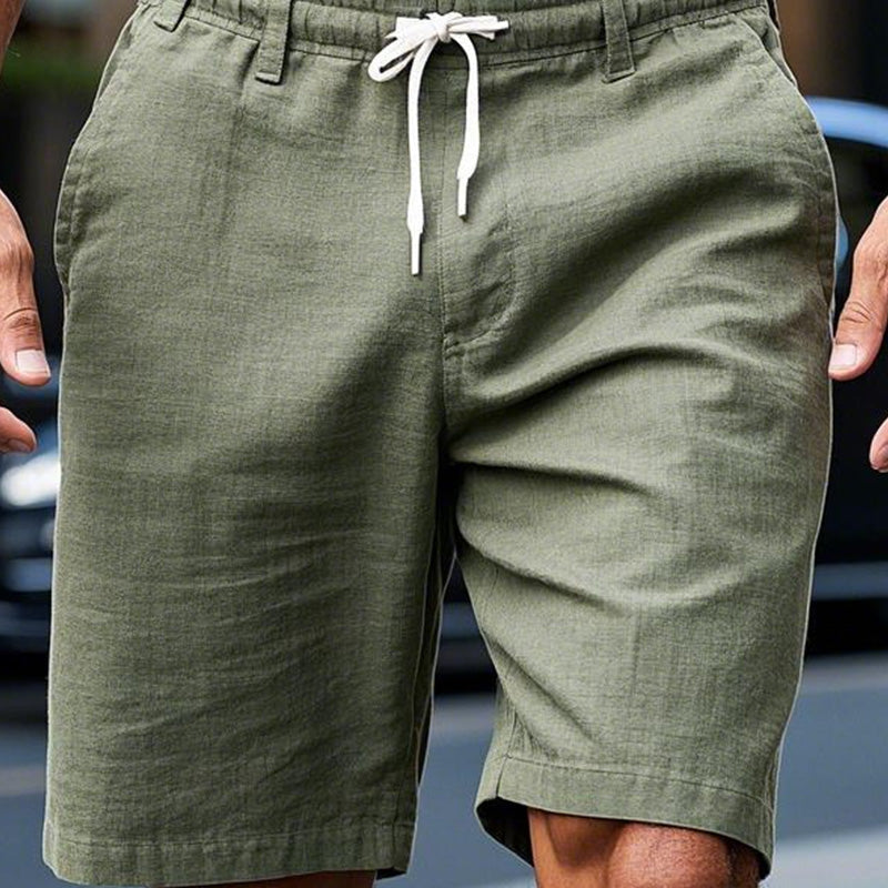 Men's Light Army Green Solid Color Breathable Casual Shorts