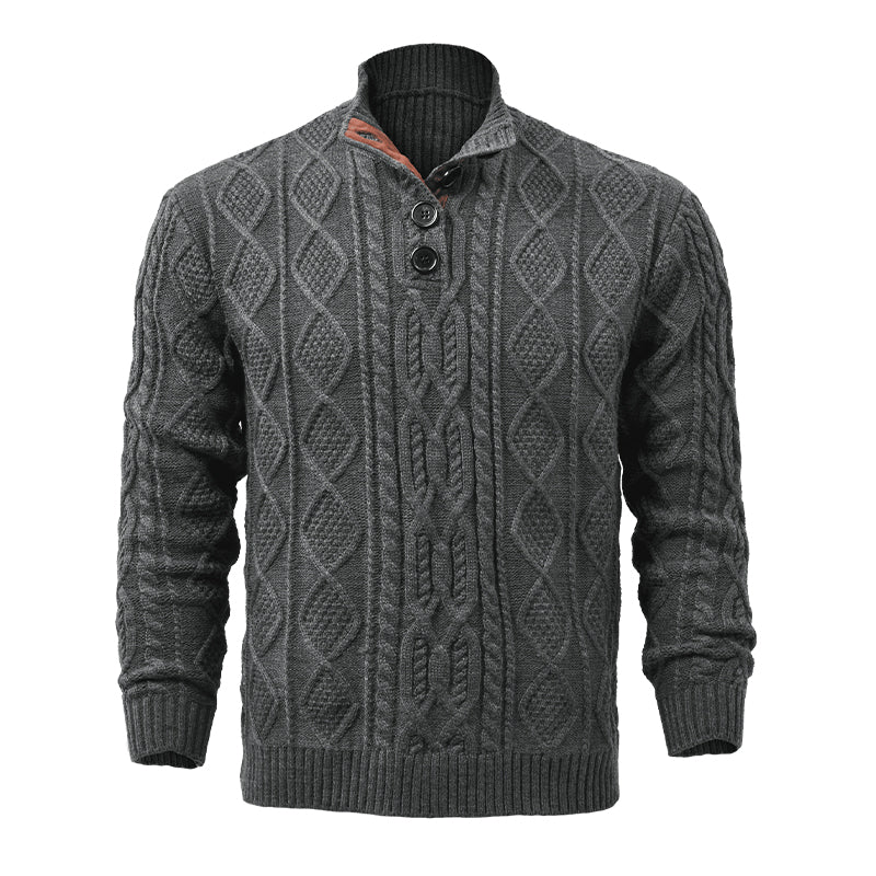 Men's Vintage Stand Collar Knitted Cable Sweater