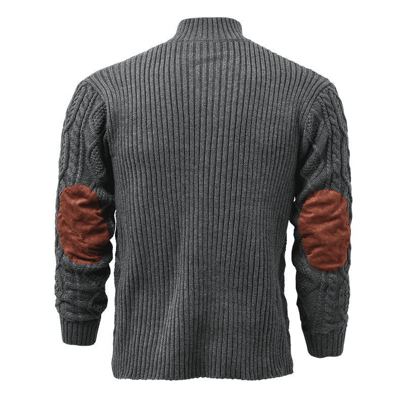 Men's Vintage Stand Collar Knitted Cable Sweater