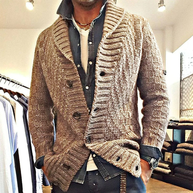 VESTE CARDIGAN EN MAILLE À REVERS VINTAGE POUR HOMME 