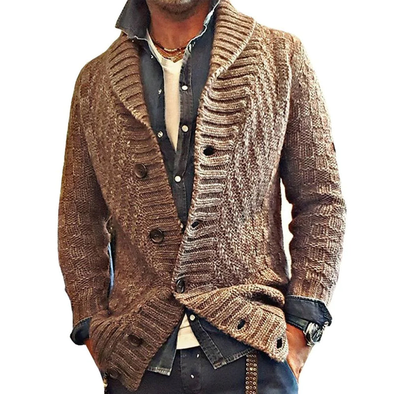 VESTE CARDIGAN EN MAILLE À REVERS VINTAGE POUR HOMME 