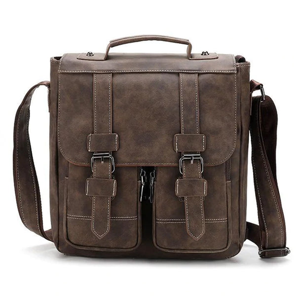 VINTAGE FASHION LEATHER MULTI-POCKET FLAP BAG