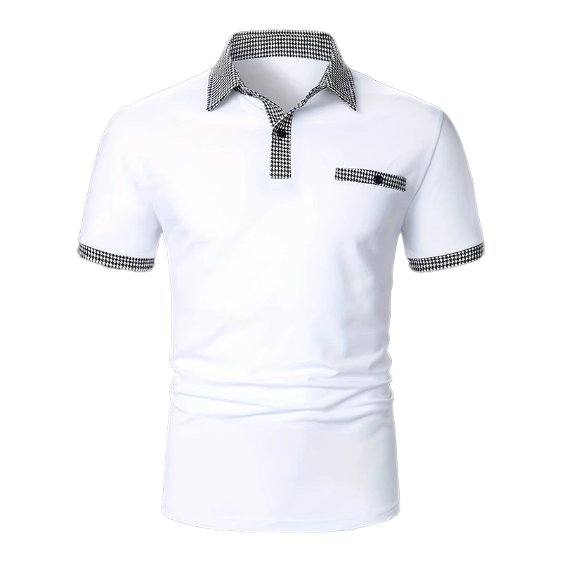 Men's Button Down Colorblock Sports Short Sleeve  Polo Shirt