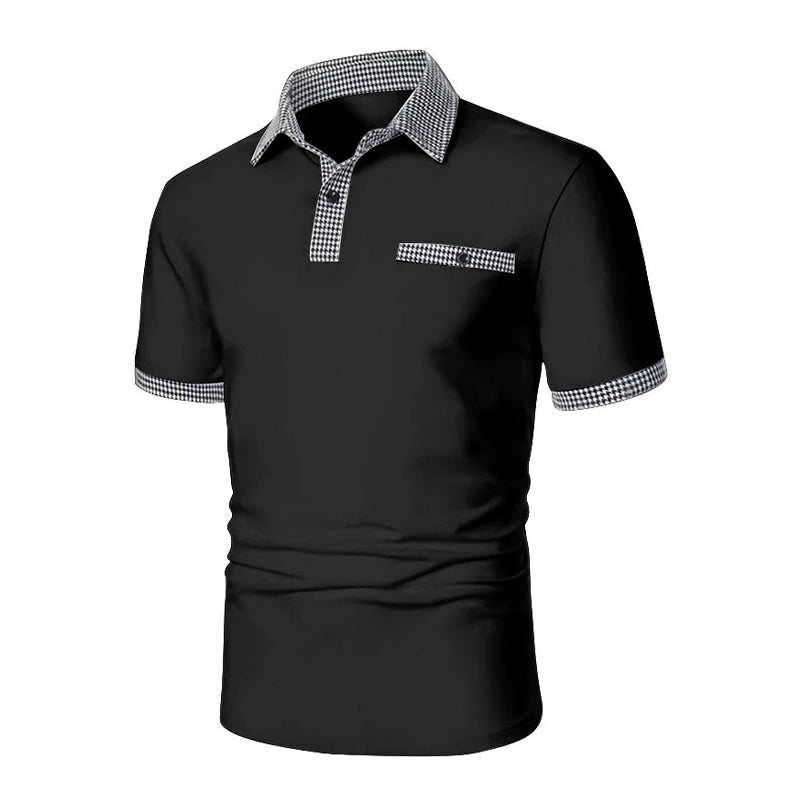 Men's Button Down Colorblock Sports Short Sleeve  Polo Shirt
