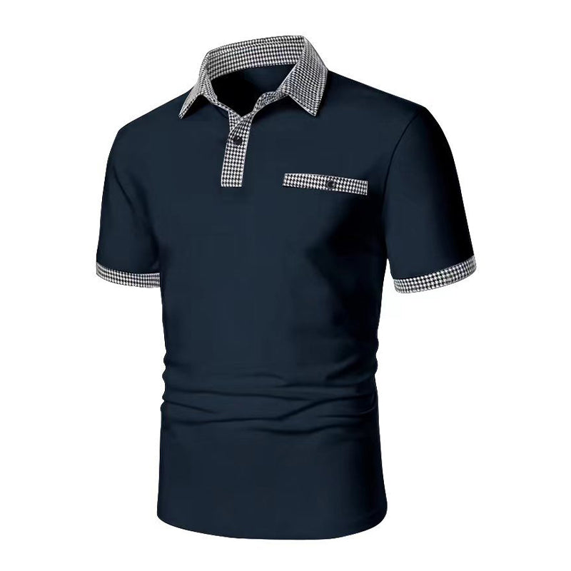 Men's Button Down Colorblock Sports Short Sleeve  Polo Shirt