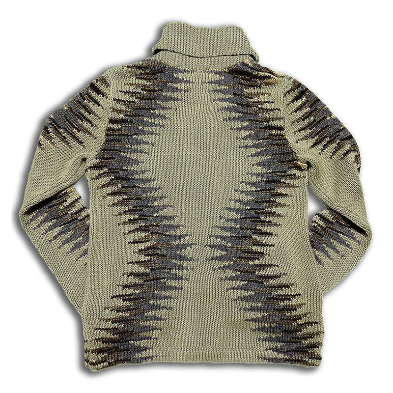 Men's Vintage Geometric Jacquard Lapel Single-Breasted Knitted Cardigan