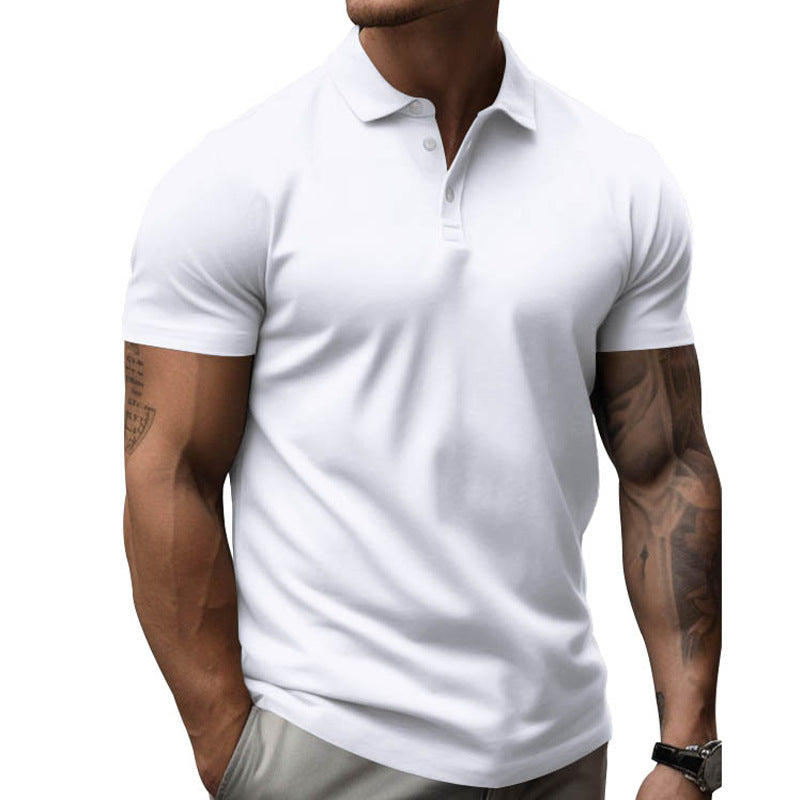 Men's Solid Slim Lapel Short Sleeve Casual Polo Shirt