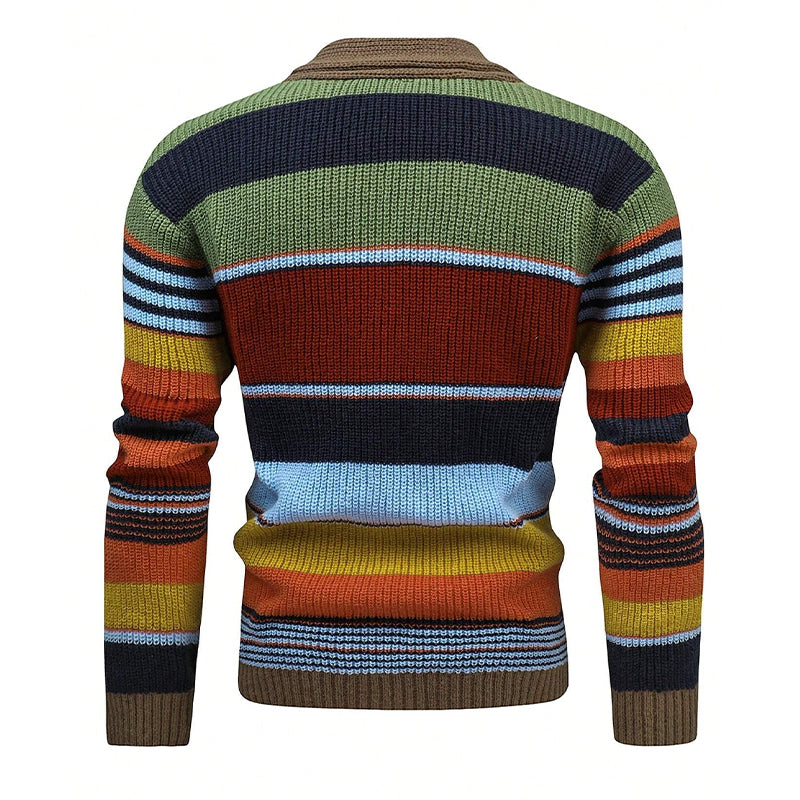 Veste pull à revers colorblock pour homme