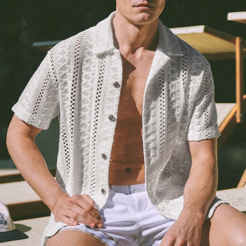 Men's fashionable casual lace shirt