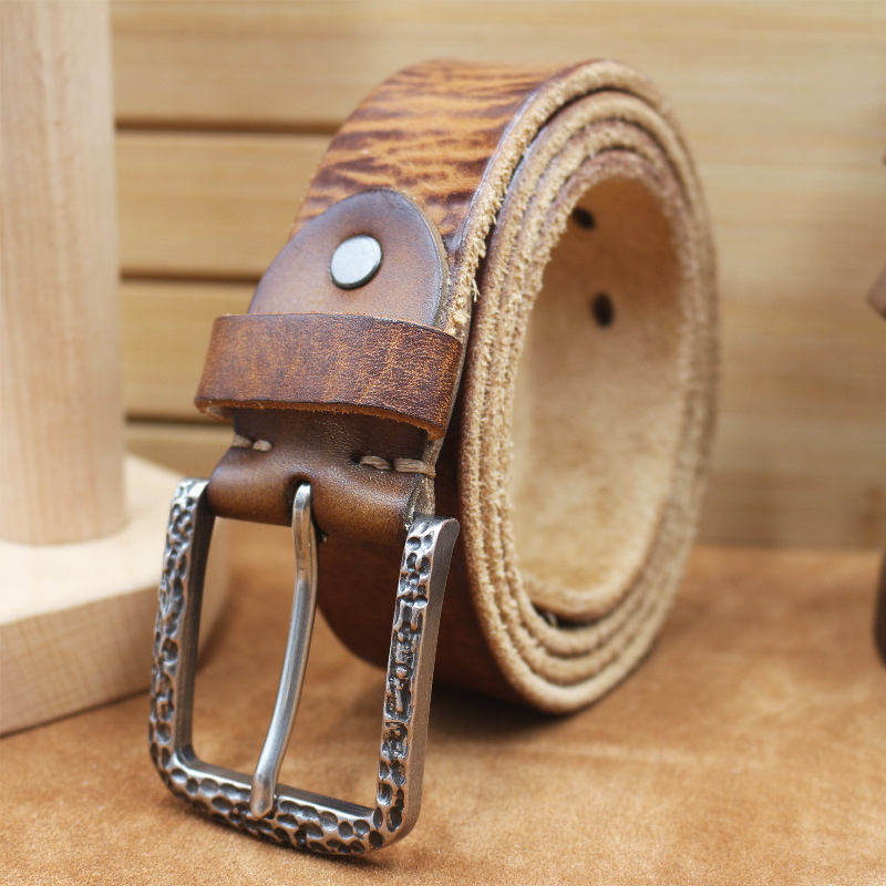 Men's Vintage Distressed Top Layer Pure Cowhide Leather Belt