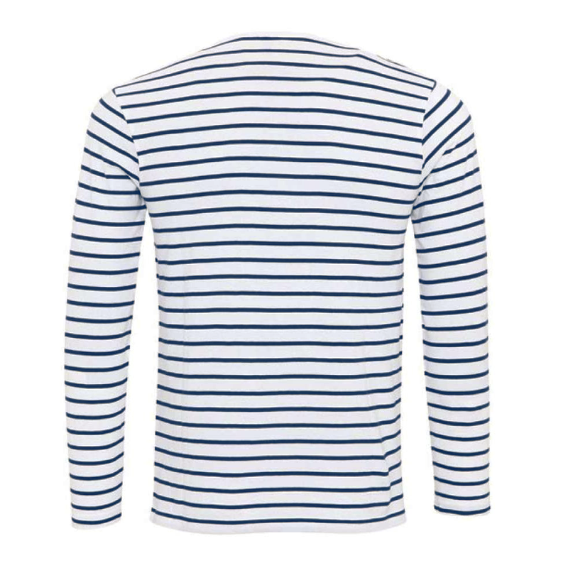 Men's Striped Henley Collar Long Sleeve Casual T-shirt