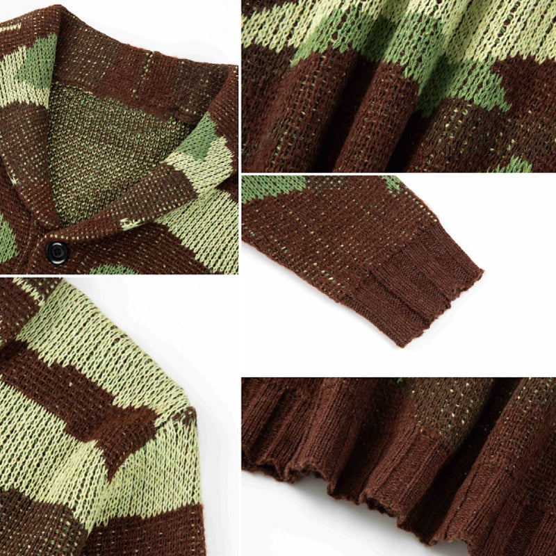 Men's Camo Jacquard Sweater Jacket