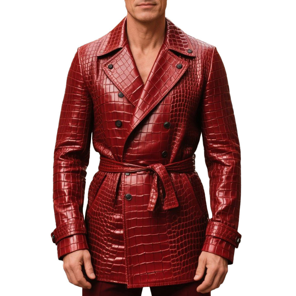 Men's fashionable casual high-end crocodile leather jacket