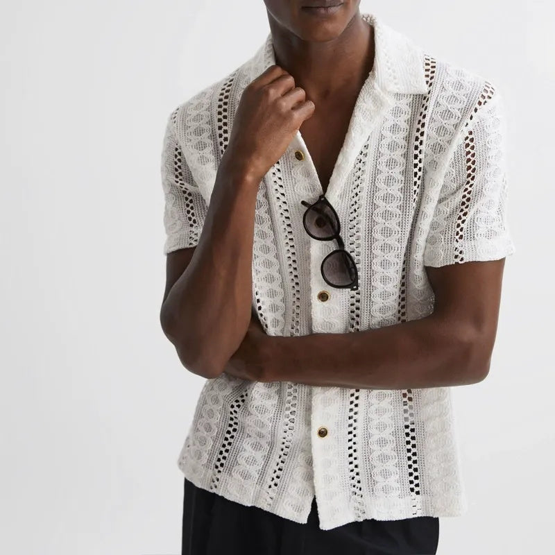 Men's fashionable casual lace shirt