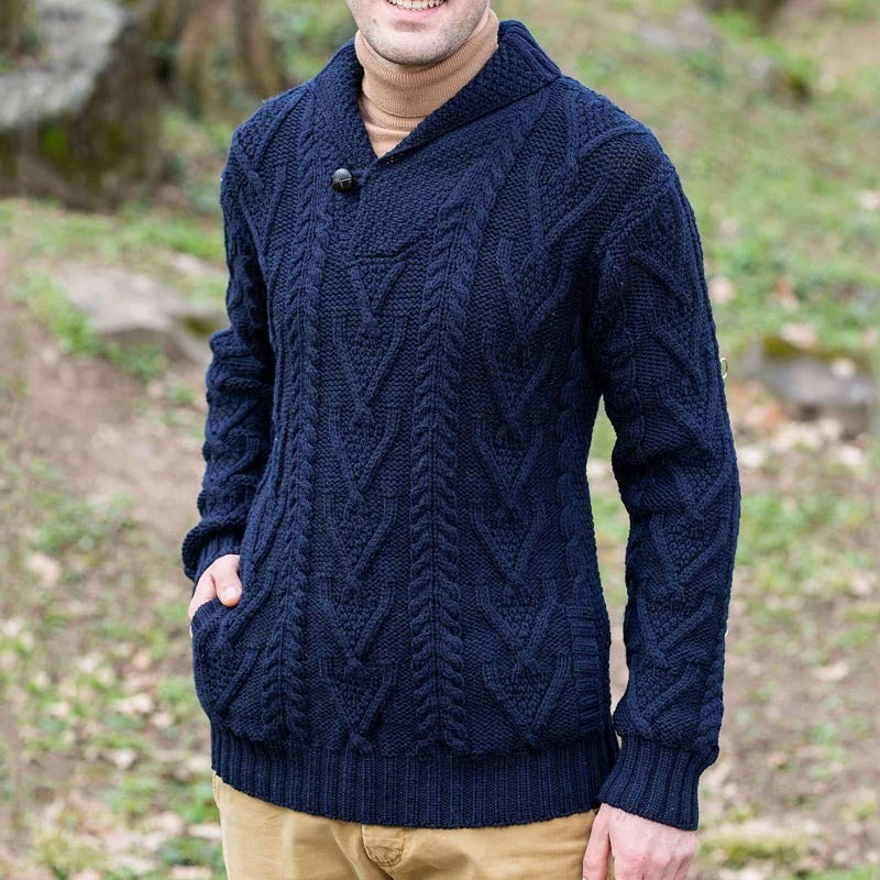 Men's fashionable casual solid-color sweater