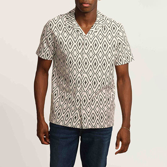 Men's fashionable casual short-sleeved shirt with floral prints