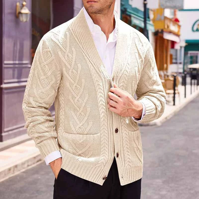 Pull boutonné décontracté et tendance pour homme, couleur unie