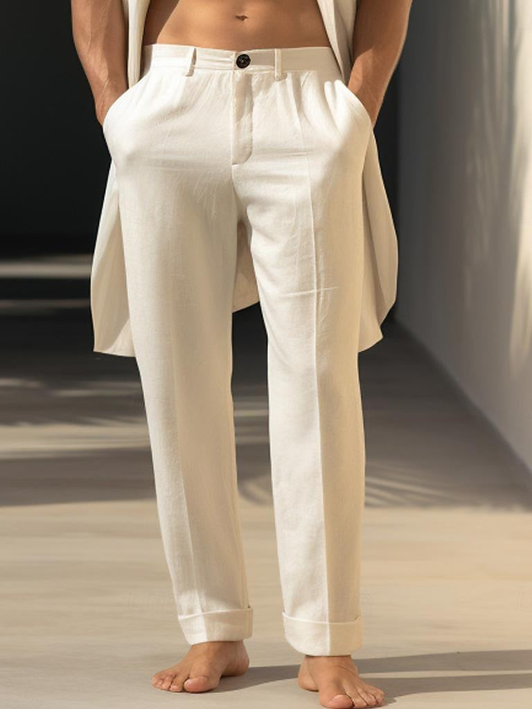 Pantalon en lin pour homme, tendance et décontracté